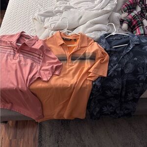 Travis Mathew Pink, Orange, and Navy Polo Shirts